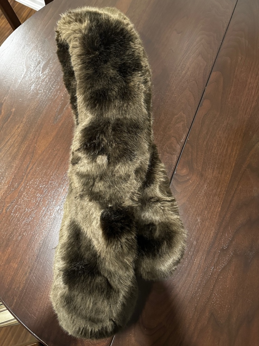 Holt Renfrew Plush Faux Fur Scarf in Dark Brown